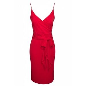 Laundry by Shelli Segal Red Sequin Wrap Cocktail Dress NWT Size 8